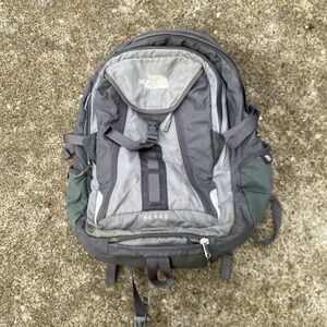 The North Face Surge Backpack Grey Black Olive Green Bag Y2K
